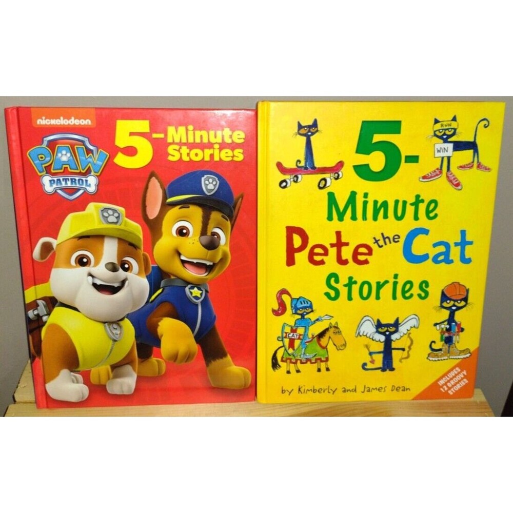 Paw Patrol & Pete the Cat Lot 5 Minute Stories Books Hardcover Nickelodeon